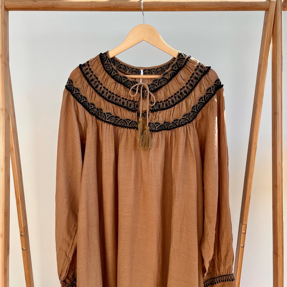 Free People Erin embroidered long sleeve mini dress!